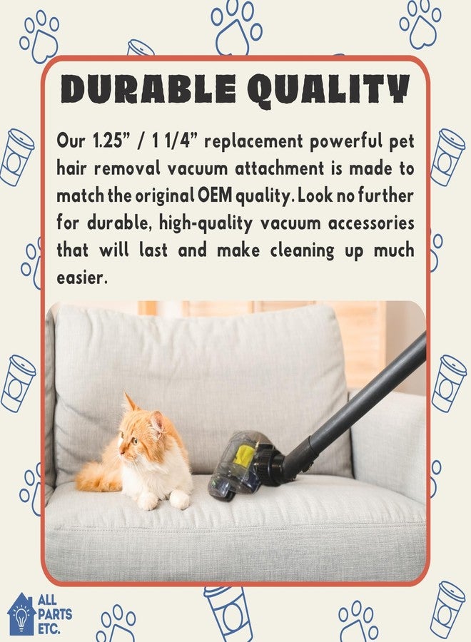 ALL PARTS ETC جميع الأجزاء وما إلى ذلك. أداة شفط شعر الحيوانات الأليفة بفرشاة توربو، وملحق شفط شعر الحيوانات الأليفة، ومحولان متوافقان مع مقاسات 1 3/8 بوصة و1-1/4 بوصة و1.5 بوصة، متوافقان مع مكانس Shop-Vac وShark وMiele وBissell وHoover وEureka - Image 5